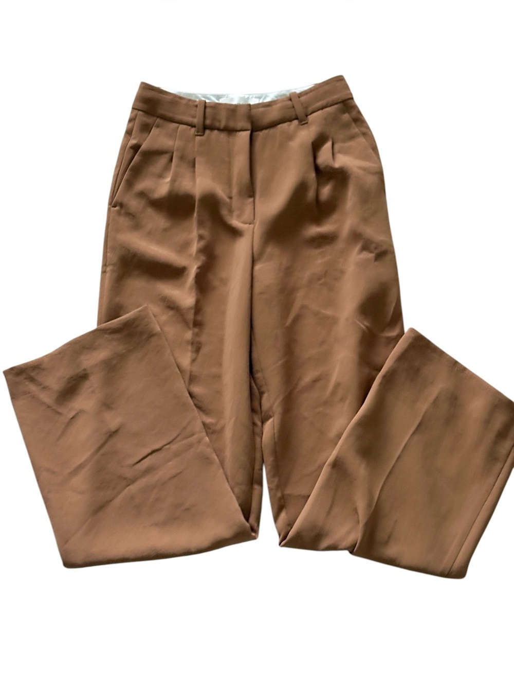 Aritzia Wilfred The Effortless Pants Trousers Pleated Camel Tan Size 2